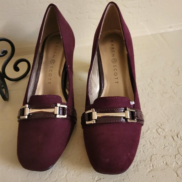 Karen Scott Penzey Womens Faux Suede Square Toe Pumps Size 5 NIB - Picture 2 of 8